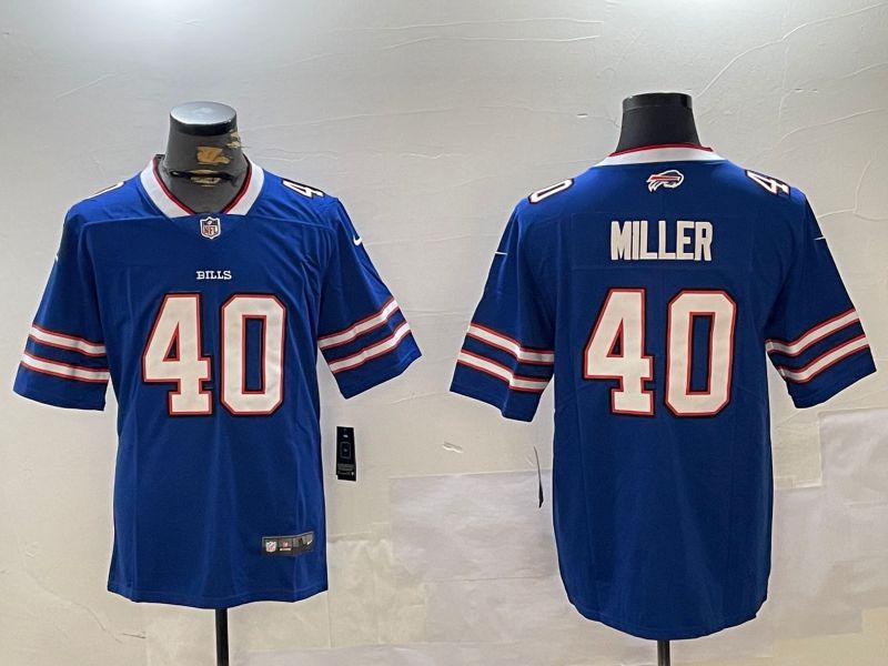 Men Buffalo Bills #40 Miller Blue Second generation 2024 Nike Limited NFL Jersey style 1